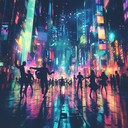 upbeat cyberpunk melody blending joyful synths and dynamic beats