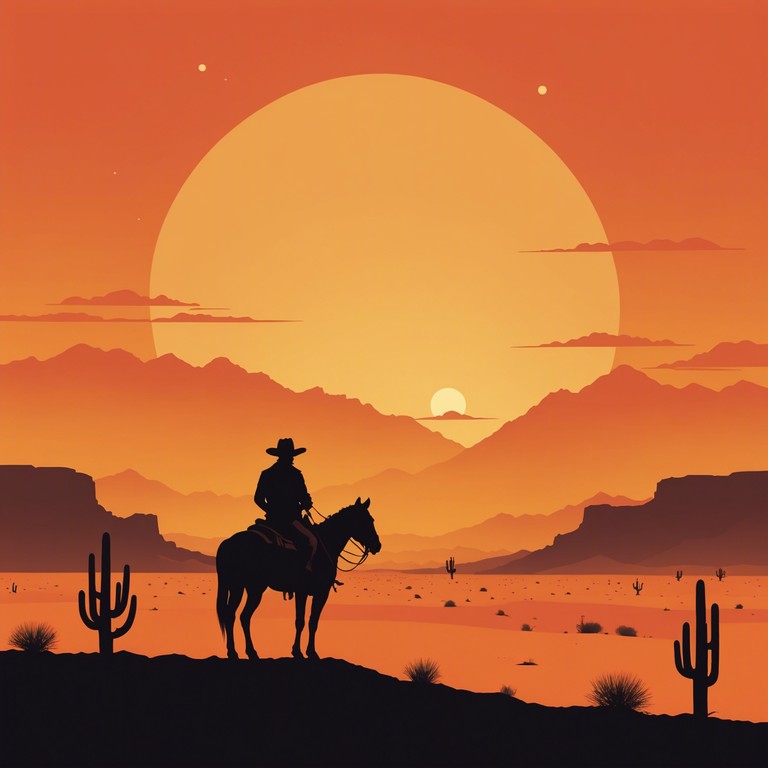 An evocative instrumental that captures the tension and drama of a western showdown under a blistering desert sun. Featuring strong, bold notes that echo the expansive and rugged landscapes, the music builds up to a climactic face off moment, resonating with the desolate beauty and inherent danger of the wild west.