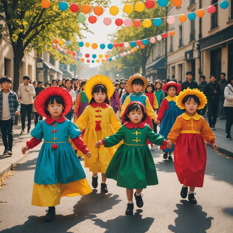 A vibrant and joyful instrumental designed for kids to feel the rhythm of a carnival infused with a rumba beat. Cheerful and upbeat, the song utilizes a steel drum to create a playful and sunny atmosphere, embodying the excitement and colorfulness of a summer parade. Perfect for young listeners to explore dance and music.