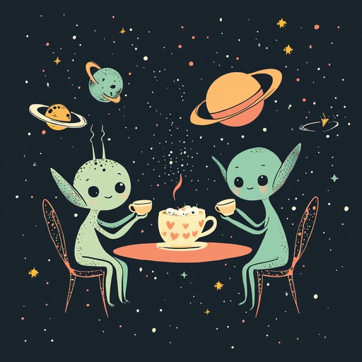 A delightful instrumental piece that combines whimsical melodies and unconventional sounds, creating a joyful and eccentric atmosphere reminiscent of an alien tea party