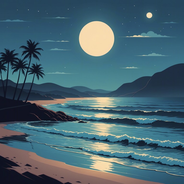 A sultry saxophone plays a leisurely tune, evoking images of a romantic, moonlit evening where couples sway under the stars. The music is deeply emotive, filled with longing and sensuality, paired with soft undulating rhythms reminiscent of a gentle night breeze.