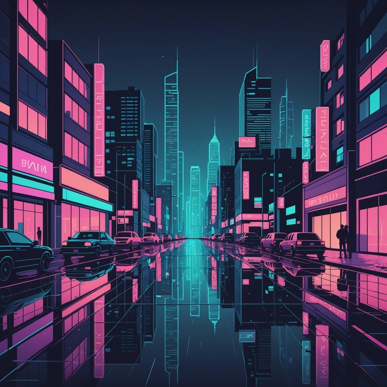 A track that encapsulates the essence of synthwave with a reflective twist, generating nostalgic vibes through smooth, pulsing synth layers that transport listeners to a dreamy neon lit nightscape of the '80s.