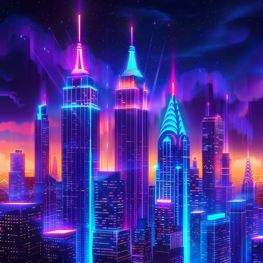 Imagine a sprawling cityscape under a night sky, illuminated by neon lights and digital billboards, where the future blends with punk ethos. This track features gritty electronic beats that emulate the vibrant energy and rebellious spirit of a cyberpunk universe, setting an immersive backdrop for futuristic narratives.