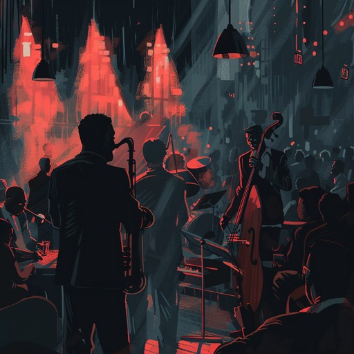 An electrifying jazz piece that encapsulates the thrill and excitement of a nighttime pursuit through a bustling urban landscape. Intense rhythms, dynamic brass sections, and rapid piano solos evoke an adrenaline pumping atmosphere.