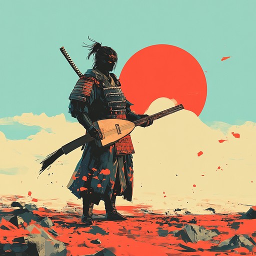 A thrilling auditory experience that blends the rapid, rhythmic plucking of the shamisen with the raw, powerful hammering of metal chords. The track aims to symbolically represent the clash and convergence of eastern and western musical traditions, crafting a story where the ancient and modern not only meet but thrive. This unique piece showcases the vigor and intensity of combining traditional japanese instrumentation with the global powerhouse genre of metal.