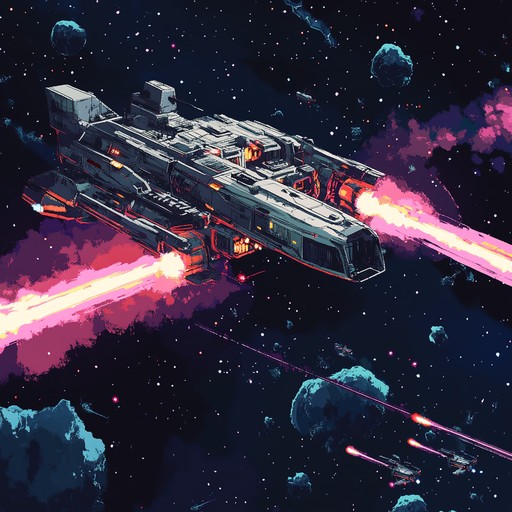 An intense and exhilarating drum n bass track featuring powerful, fast paced drumming and deep basslines. Orchestral elements and synths add a larger than life, space warfare ambiance. Ideal for high energy scenes or epic gaming moments.