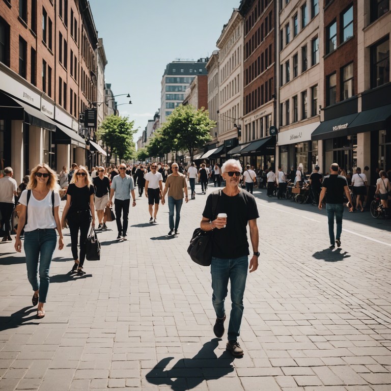 Imagine cruising through the vibrant streets of downtown on a sunlit day with a carefree attitude. The music captures the essence of a perfect summer day in the city, filled with upbeat rhythms and casual street sounds that blend seamlessly into a relaxed yet playful arrangement. The track should evoke the feeling of nostalgia mixed with the joy of contemporary urban life, ideal for lifting spirits and lightening moods.