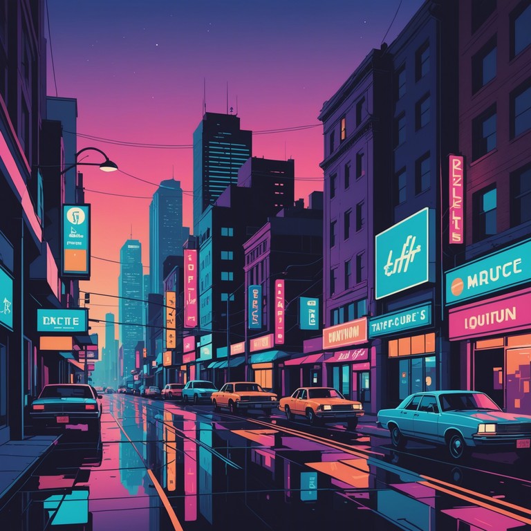 Embrace a night where the city lights paint the streets in vibrant colors, and the upbeat tempos of synthpop drive the pulse of downtown. The song is a homage to the gleaming neon of the 80s urban landscape, blending nostalgia with vibrant, danceable tunes.