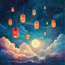 enchanting instrumental depicting magic lanterns soaring through starry skies