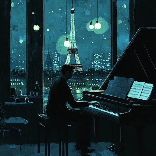 A sultry cabaret tune featuring a romantic piano melody with parisian undertones, evoking images of moonlit strolls along the seine. This instrumental piece captures the essence of a heartfelt serenade, transporting listeners to an intimate, candle lit cabaret setting. The piano's gentle arpeggios and lush harmonies create an atmosphere of closeness and timeless romance, making it perfect for moments of deep reflection and amorous dreams