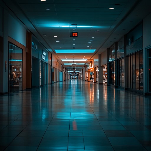 Create an unsettling muzak soundscape that feels like wandering through a dark, deserted shopping mall. Employ creepy, discordant harmonies with odd rhythmic patterns to make the listener feel uneasy. The piece should evoke the feeling of discomfort and tension, juxtaposed with the traditionally cheerful muzak style.