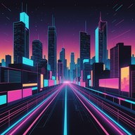 epic, energetic track set in a futuristic cityscape