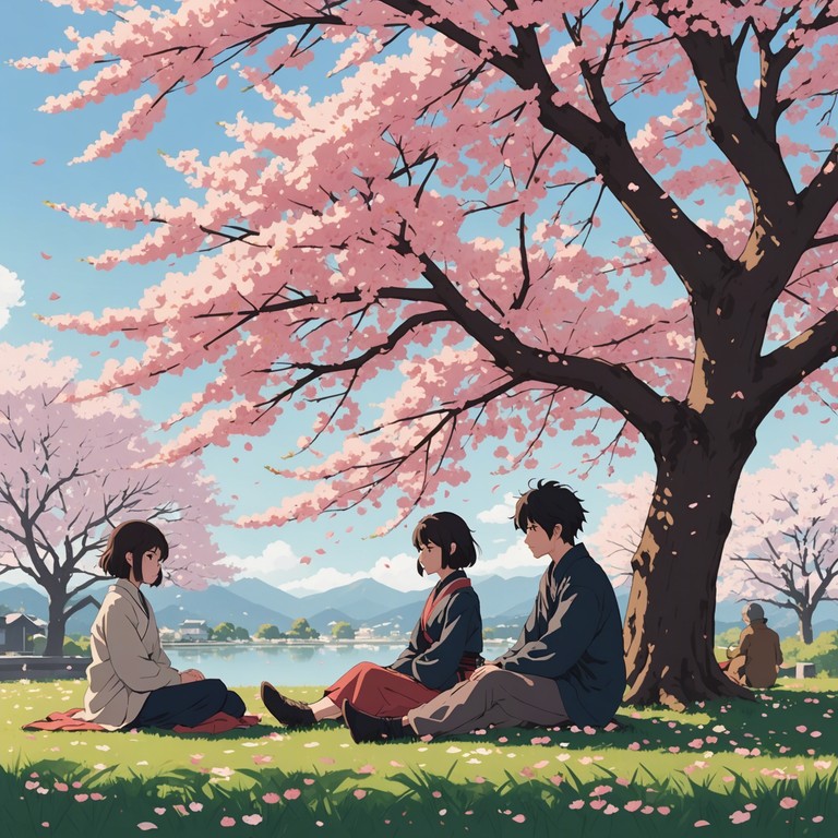 This instrumental track evokes the tender moments under a blooming cherry blossom tree as anime characters experience first love, with gentle strings creating a lush, emotional soundscape