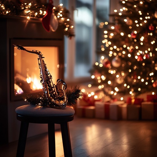 An instrumental track that combines smooth jazz melodies with a warm, festive atmosphere, featuring sultry saxophone lines and gentle piano chords to evoke a cozy yet seductive holiday mood.