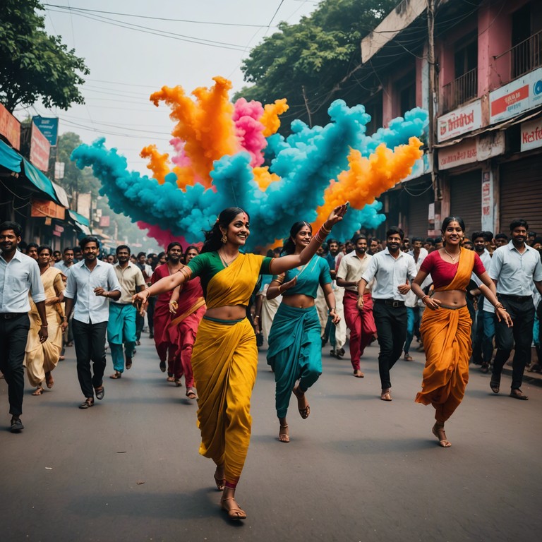 A lively and energetic track that merges traditional indian raga music with contemporary electronic elements to create a bouncy, danceable tune. Perfect for adding a vibrant and eclectic sound to any setting.
