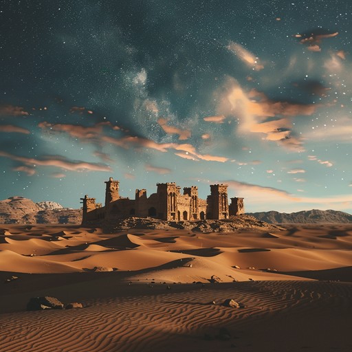 This track captures the essence of a mystical journey through the enchanting and ancient landscapes of the middle east. With delicate, floating melodies, it creates an atmosphere of tranquility and awe, transporting the listener to a world of wonder and serene beauty.