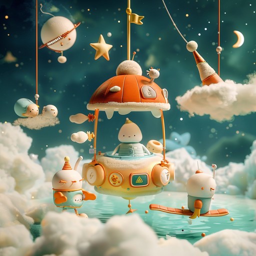 Explore an alien toyland with quirky, cheerful melodies blending synthesizers and toy instruments. Each note brims with weirdness and childlike wonder, painting an optimistic and fantastical sonic landscape.