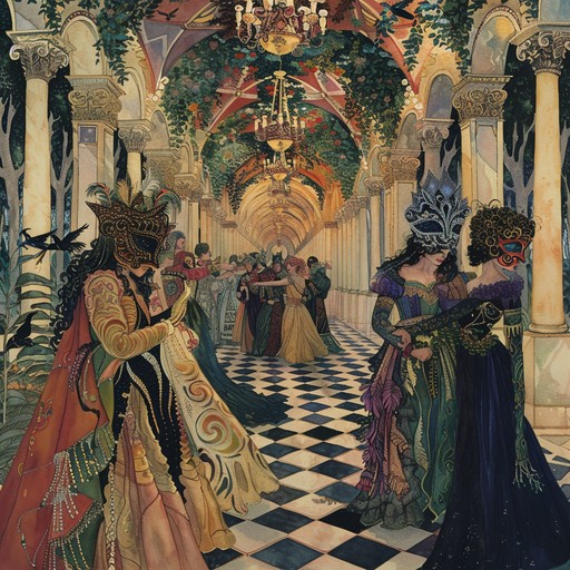 An energetic and symphonic masterpiece designed to capture the essence of a mysterious masquerade carnival, filled with dynamic and dramatic sections. Listeners will feel drawn into a world of celebration, mystery, and excitement, with orchestral arrangements painting vivid pictures of dancers, costumes, and lights. The composition balances moments of suspense and jubilance, creating a rich and immersive auditory experience.