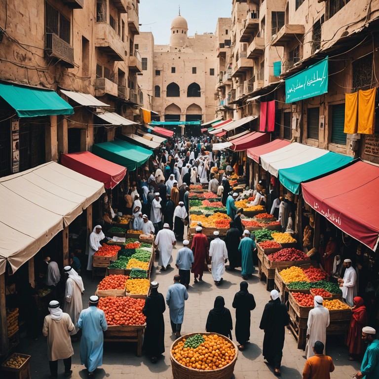 This track embodies the vibrant culture and bustling life of the middle eastern souks with each note, using traditional instruments to recreate the lively atmosphere often found in these marketplaces. The composition is rich with rhythmic complexity and melodic expressions that transport the listener across sandy landscapes and under starry nights.