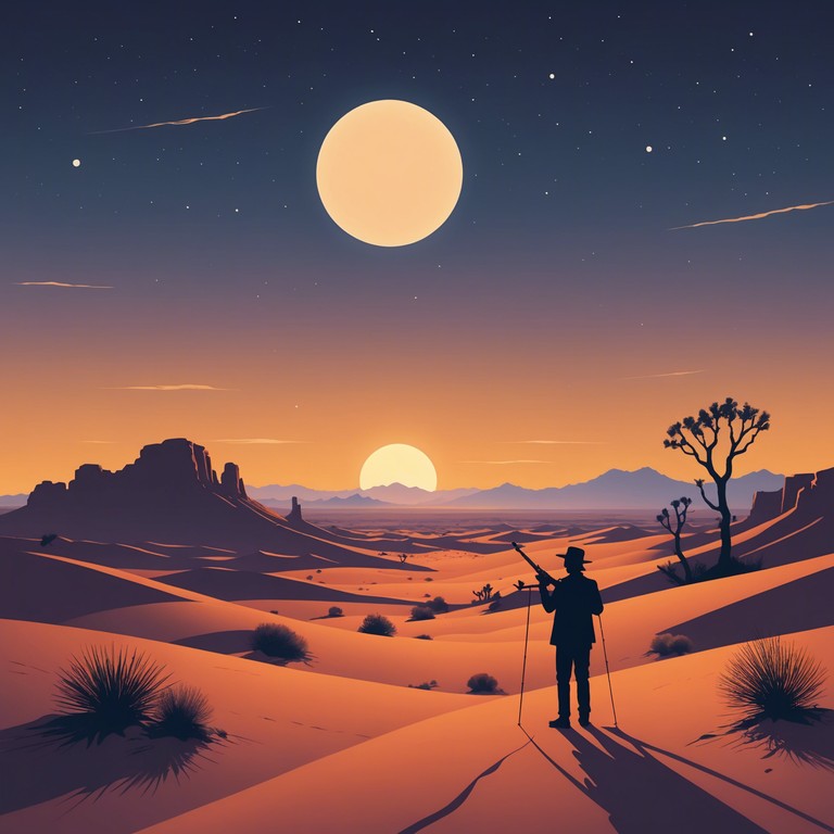 This piece evokes the majestic, mysterious expanse of the desert, where soft whispers of wind carry lyrical and rhythmic melodies that blend the exotic with the ethereal, creating a soundscape that transcends borders and times.