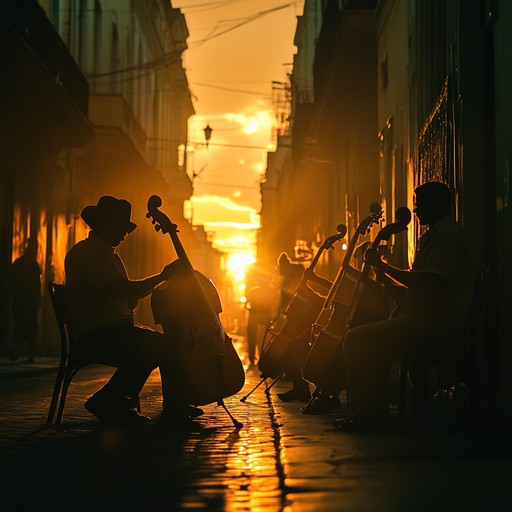 A moving instrumental featuring traditional afro cuban rhythmic patterns paired with heartfelt melodies and passionate harmonies, evoking the warm and vibrant atmosphere of a havana sunset, creating an emotional and reflective experience.