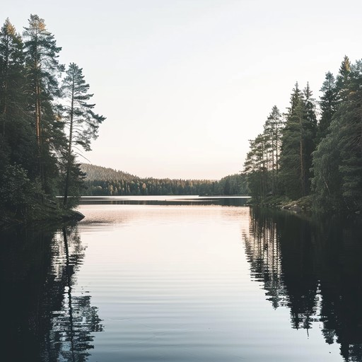 Serenity by finnish shores captures the essence of a tranquil evening on the shore of a finnish lake. Gentle piano melodies intertwine with subtle strings and electronic sounds, creating a peaceful and introspective ambiance