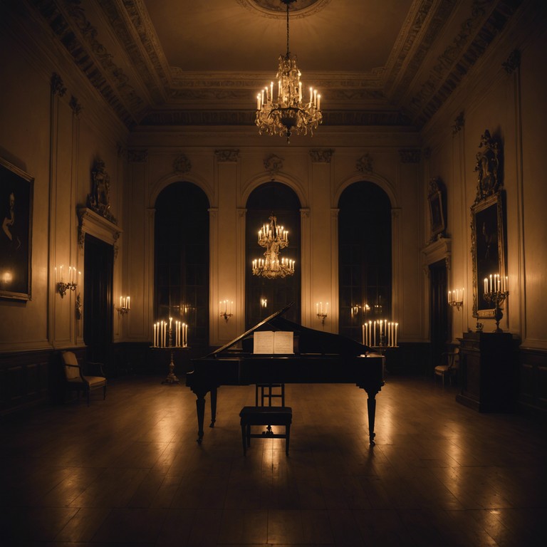 A solitary harpsichord captures the haunting spirit of a long lost royal court, weaving through compositions that echo the opulence and underlying sadness of an era that can never be revisited. Shadowed corridors and whispered secrets ride on each note, bringing to life images of faded tapestries and ghostly dances.