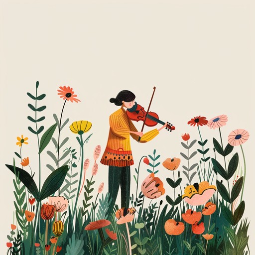 This delightful piece encapsulates a carefree summer day through light and airy violin melodies. Envision a peaceful garden where the gentle rustling of leaves and the harmonious chirping of birds create an atmosphere of pure joy and serenity. The music dances along with you, capturing the beauty of the moment.