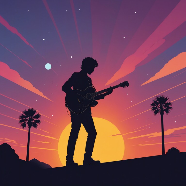 As the sun dips below the skyline, the electric guitar picks up the energy of the surrounding city, echoing through the streets and mixing with the colors of dusk. This track embodies the peaceful yet vibrant transition from day to night in a metropolis alive with anticipation and the glow of streetlights.