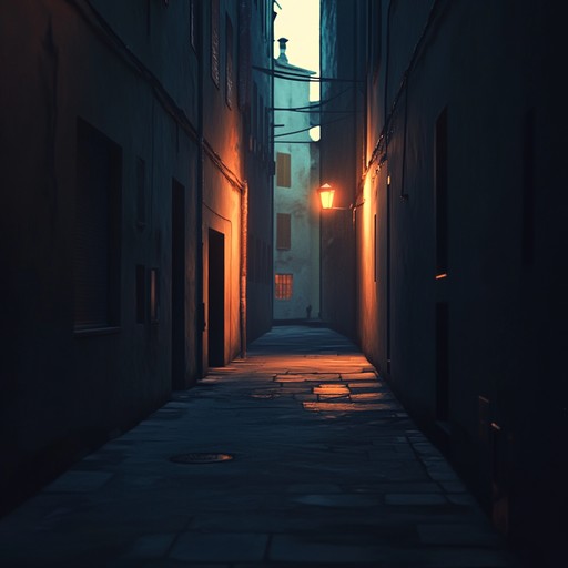 Create a rock instrumental that evokes the feeling of walking through shadowed city corners at dusk, with eerie guitar melodies and a foreboding bassline underscoring the mysterious atmosphere.