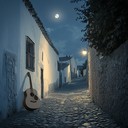 melancholic guitar weeps along empty, moonlit spanish streets.