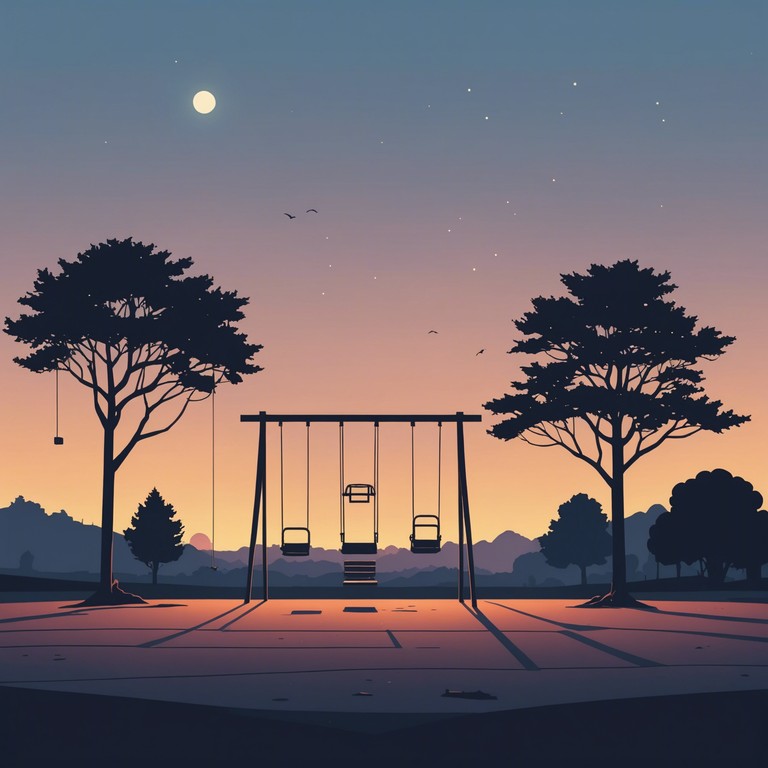 This track captures the essence of a deserted playground, where each swing and slide resonates with the echoes of absent laughter. The music navigates through the gentle, yet haunting melody of a music box, embodying feelings of isolation mixed with nostalgic memories of joyous yesteryears. This piece serves as a reflection on the serene yet somber moments of childhood solitude.