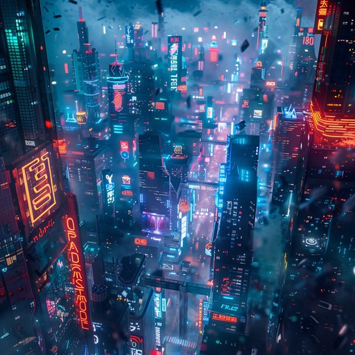Immerse in an uplifting cyberpunk soundscape where hopeful melodies intertwine with digital rhythms, portraying a future where technology and human spirit unite. Neon synths and heartwarming harmonies create a vibrant journey through a glowing metropolis, bringing an optimistic vision of what's to come.