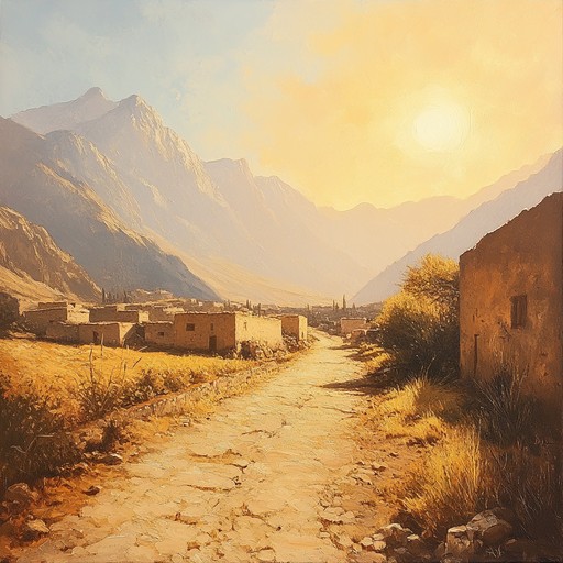 This composition features soft acoustic guitar chords intertwined with tender violin, conjuring images of a serene village basking in the warm glow of the setting sun. Listeners can imagine walking along sun dappled pathways, greeting familiar faces, and relishing the simple, heartfelt moments of life. The gentle rhythm and melodic richness work together to create a cozy and mesmerizing atmosphere