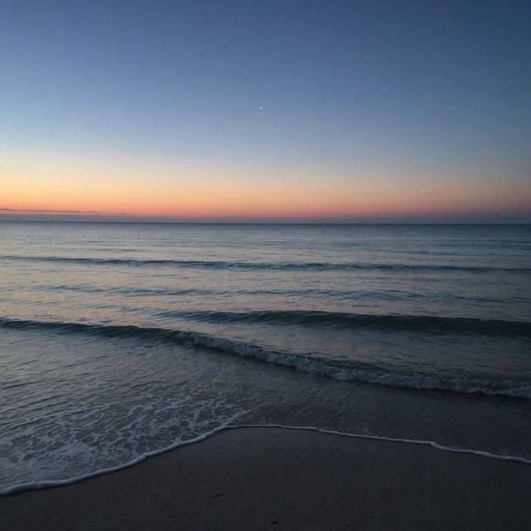 Re imagining the charm of bossa nova through the integration of contemporary elements and traditional beats, capturing the essence of rio's flamengo beach as evening falls, expressed through the soothing tune of an acoustic guitar.