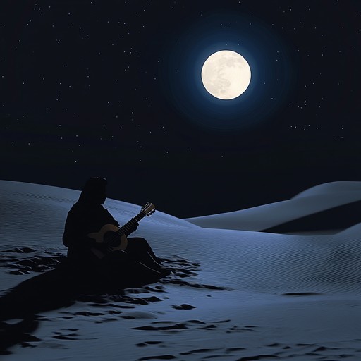 A serene instrumental piece inspired by the middle east, featuring tender and expressive melodies that evoke deep emotions. Rich strings and nuanced percussive rhythms intertwine, creating a soulful and heartfelt musical journey under the moonlit desert sky.