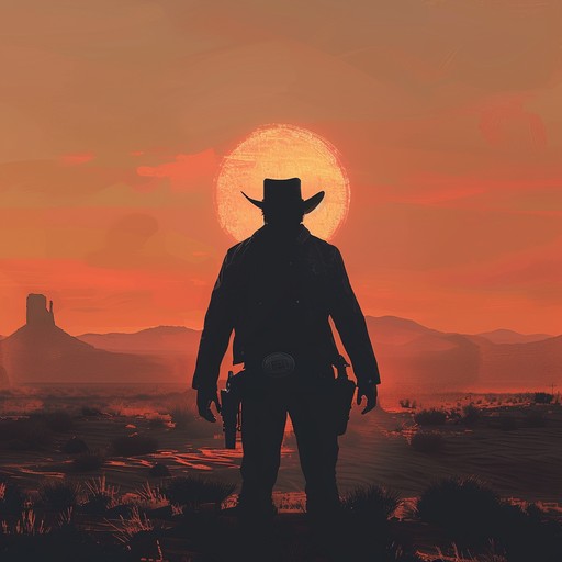 A gritty, heart pounding instrumental that echoes the suspense of a cowboy face off at high noon in a desolate desert. The track's driving guitar rhythms and poignant pauses create an atmosphere thick with tension and unease, painting a sonic picture of a classic western standoff.