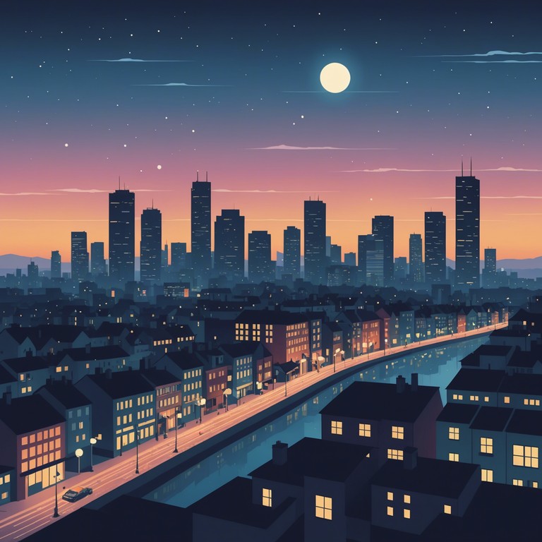 In a world where glam meets serenity, dusk over glam city presents a unique blend of gentle, flowing melodies layered over synthetic beats and soft rhythmic pulses, creating a tranquil yet slightly glitzy soundscape. Ideal for unwinding after a long day or for peaceful late night contemplation.