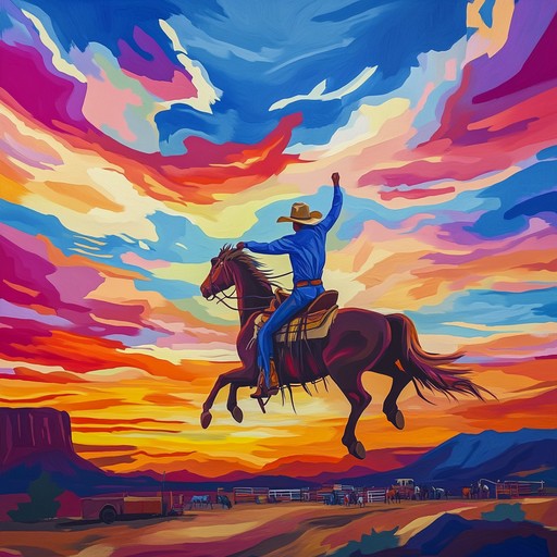 Celebrate a lively rodeo under the desert sky with upbeat rhythms and jubilant melodies. This track features traditional western instruments harmonizing with vibrant, festive touches, creating an energetic and joyous atmosphere in true country fashion.