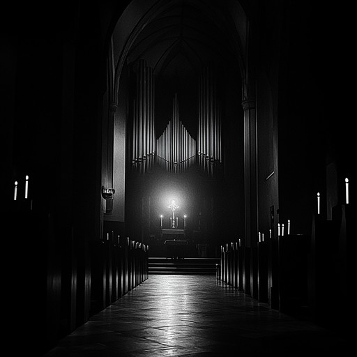 An instrumental baroque composition featuring the pipe organ, weaving haunting and ominous melodies that evoke a sense of darkness and mystery, reminiscent of shadowed cathedrals and forgotten crypts