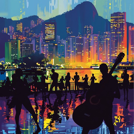 Immerse yourself in a high energy bossa nova composition that captures the electrifying atmosphere of rio de janeiro at night. The track combines rapid rhythmic guitar strums with dynamic percussion, conveying the city's vibrant spirit and intense nightlife. Listeners will feel the urgency and excitement of the bustling streets, illuminated by the glow of city lights and the pulse of samba infused beats.