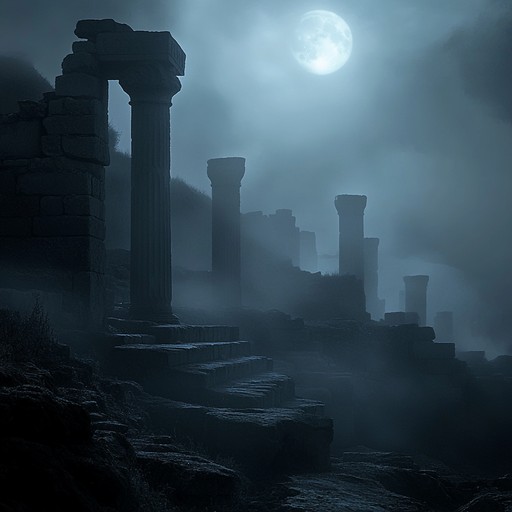 Delve into a mysterious orchestral piece combining haunting, unsettling melodies with majestic, grand arrangements. Powerful strings, ominous brass, and ghostly choirs create a soundscape reminiscent of shadows coming to life, perfect for an eerie, epic atmosphere.