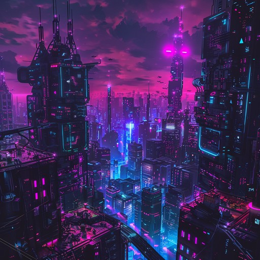 This track blends the evocative warmth of nostalgic tunes with futuristic, gritty cyberpunk elements, capturing the essence of walking through neon lit streets in a future city that echoes with memories of the past. The music features an intricate array of synthesizer melodies that evoke a deep sense of longing and retrospection amid the dynamic backdrop of a high tech urban landscape.