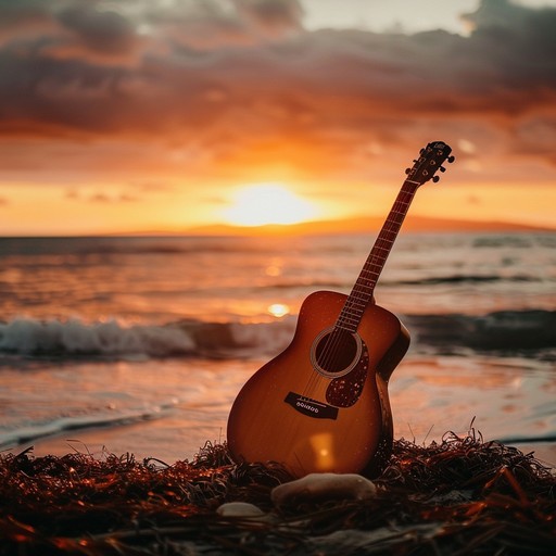 A gentle acoustic guitar weaves through soft melodies, creating a serene and romantic atmosphere perfect for quiet moments shared between lovers. The delicate strumming and tender harmonics evoke the sensation of twilight falling, wrapping the listener in a cocoon of timeless romance and tranquility.