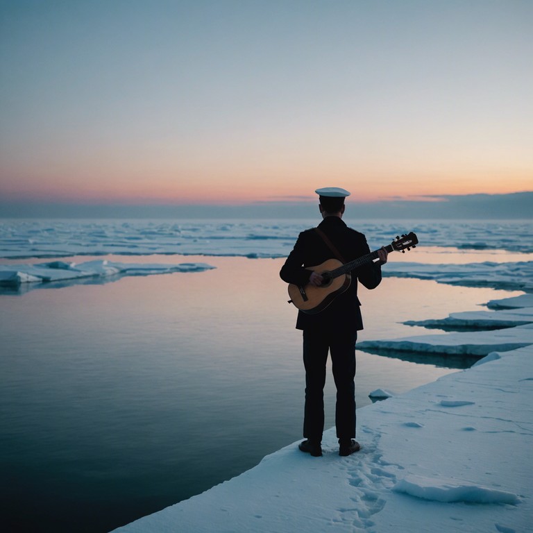 This composition serves as a musical love letter to the sailors of the russian navy, traversing the brutal yet awe inspiring arctic seas. It captures the dual essence of isolation and duty through a poignant melody played on a traditional russian instrument.