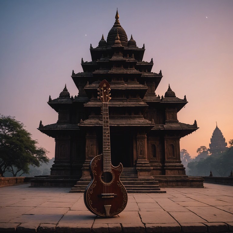 Exploring the intersection between rhythmic complexity and the melodic depth of raga music, this composition infuses syncopated beats with traditional indian tunes, played on the sitar, to enrich the listener's sonic experience.