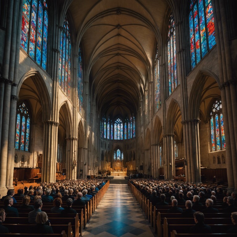 This composition features a powerful gospel choir delivering an uplifting and expansive performance, designed to mimic the ethereal sounds of a divine choir in heaven. The deep and resonant tones of the bass voices blend with the soaring sopranos to create a layered auditory experience that feels like it's reaching towards the skies.