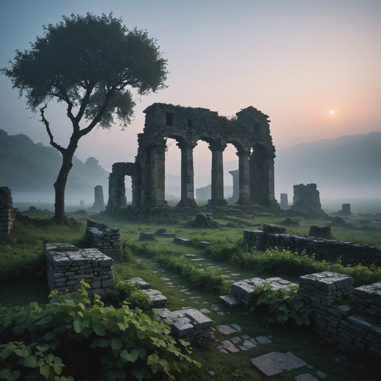 An evocative ballad featuring a solitary flute amidst ancient, crumbling ruins, summoning the spirits of a once glorious past. This piece embodies a journey through time, invoking images of forgotten civilizations and lost stories. The music is hauntingly beautiful, showcasing a delicate interplay between the echoes of the flute and the silence of the forgotten ruins, resonating with the depths of lost history and unseen mysteries.