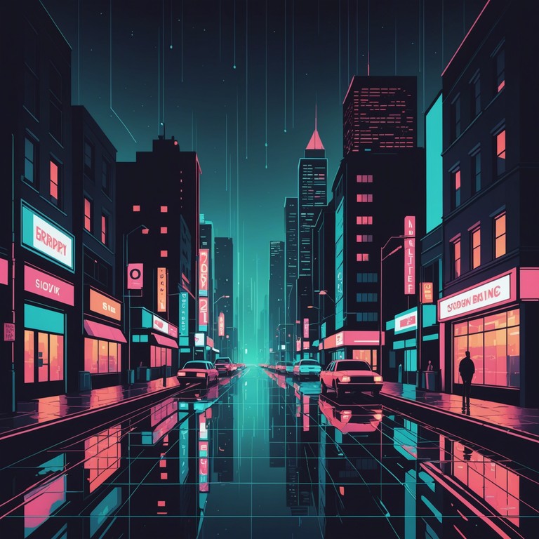 A song capturing the essence of night time city life with ambient street sounds forming a rhythmic pulse. Electric piano melodies drift over a chill, downtempo beat, reflecting the hypnotic allure of urban exploration after dark.