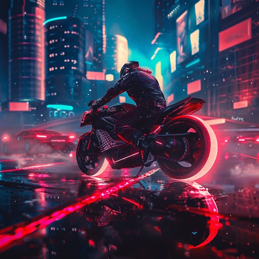 Pulsing basslines, glitchy synths, and driving beats create an intense, immersive soundscape that evokes the neon-lit streets and dangerous alleys of a dystopian metropolis. Perfect for a fast-paced cyberpunk chase scene or a gritty, futuristic club setting.